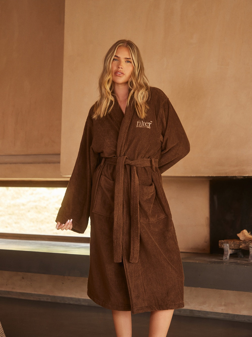 brown dressing gown Chocolate Satin Maxi Robe Luxe Silky Kimono XL / Brown