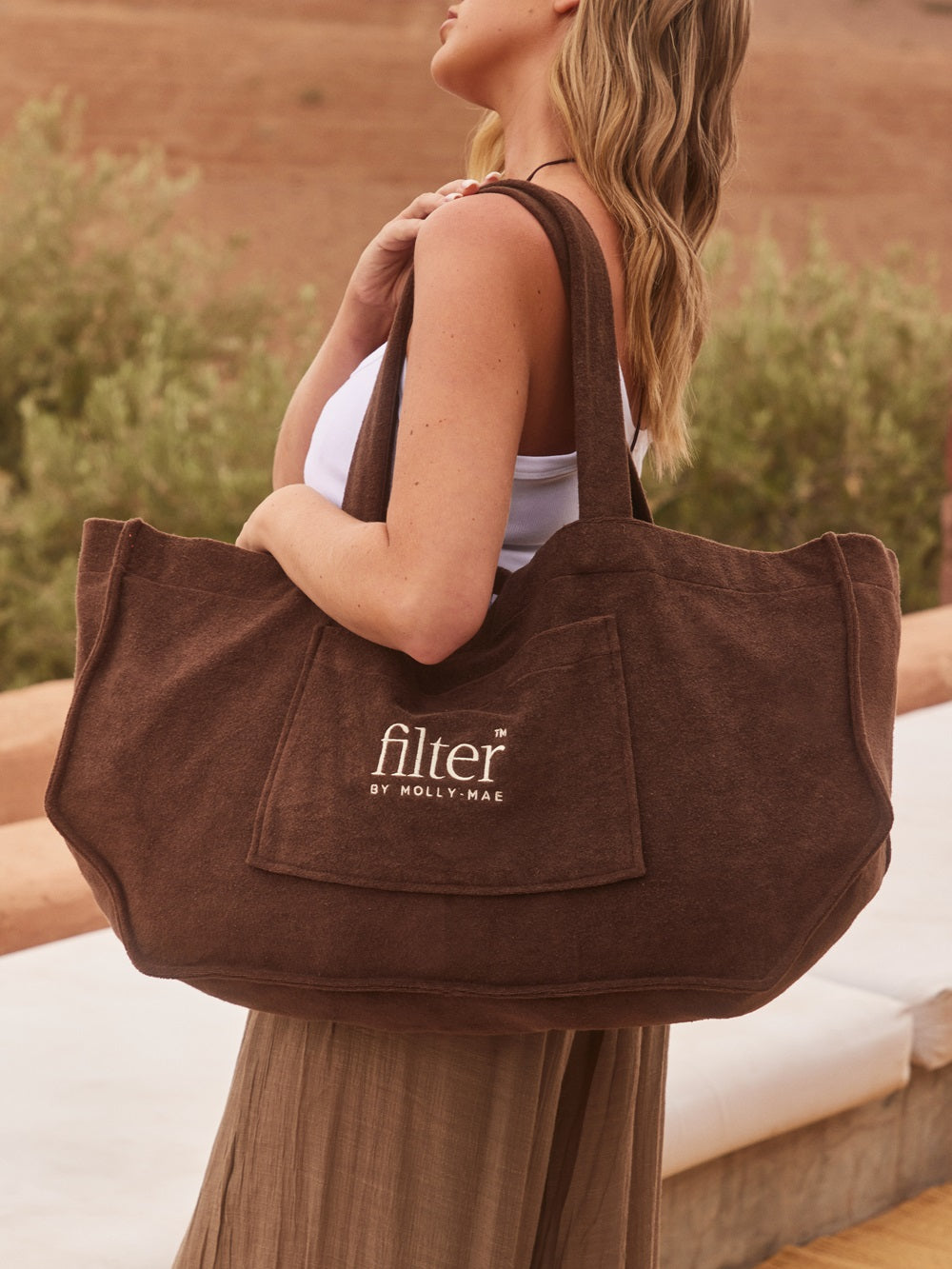 Brown Towel Beach Bag Filter By Molly Mae